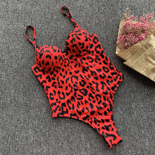In-X Push up one piece swimsuit Bodysuit women Sexy snake print bikini 2020 High cut swimwear women monokini Padded bathing suit
