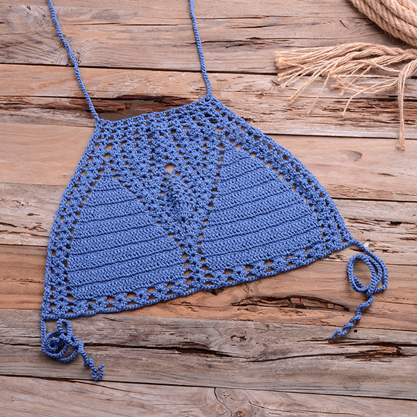 Bikini Top Handmade Crochet Women Boho Beach Bralette Solid Halter Knitted Swimsuit Brazilian Bikinis Bathing Suit Top