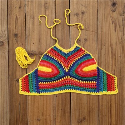 Intricately Hand Crocheted Bikini Top Starry Night Crop Top Halter Cami Tank Swimwear Top