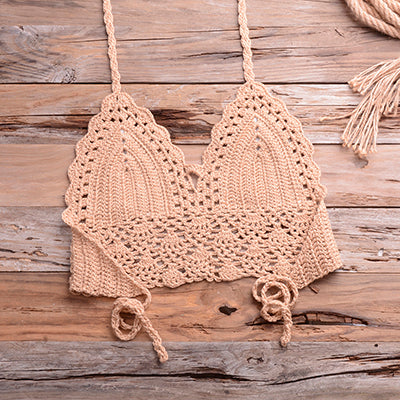 Have Lining Womans Bikini Top Sexy Crochet Knit Separate Female Swimsuit Push Up Bra Beachwear Plus Size Bathing Suits