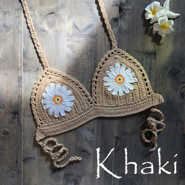 9 Color 2019 Sexy Bikini Top Women's Halter Neck Crop Top V Knit Crochet Cami Summer Fashion Bikini Lace Crochet Hollow Out Bra