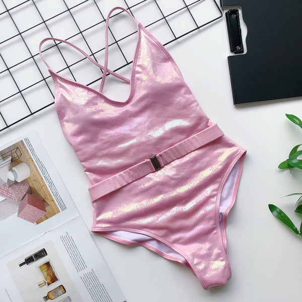 Brazilian woman swimsuit one piece monokini 2020 High cut black bikini thong bodysuits swimwear women Push up belt bathers new