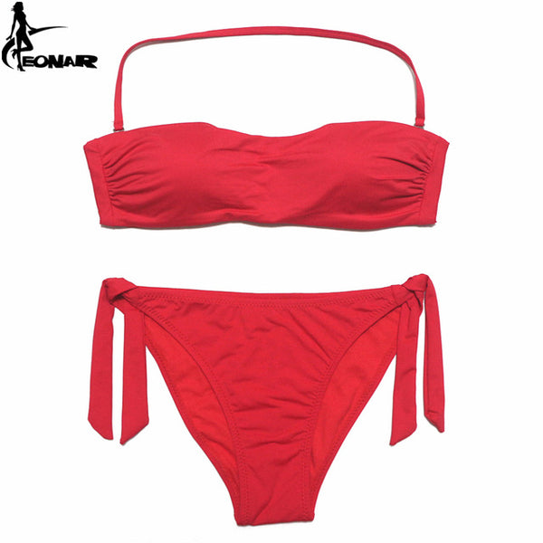 EONAR Bikini 2020 Solid Women Swimsuit Brazilian Cut Bottom Bikini Set Push Up Swimwear Femme Bathing Suits Sport Beach Wear