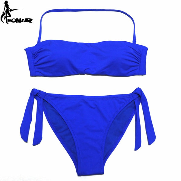 EONAR Bikini 2020 Solid Women Swimsuit Brazilian Cut Bottom Bikini Set Push Up Swimwear Femme Bathing Suits Sport Beach Wear