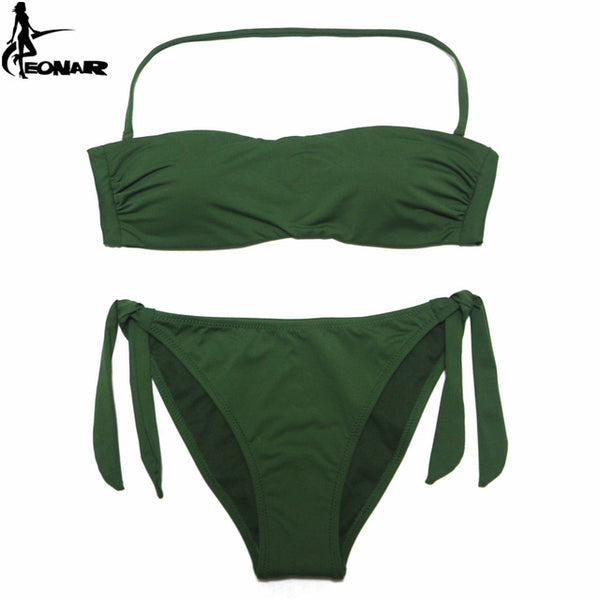 EONAR Bikini 2020 Solid Women Swimsuit Brazilian Cut Bottom Bikini Set Push Up Swimwear Femme Bathing Suits Sport Beach Wear