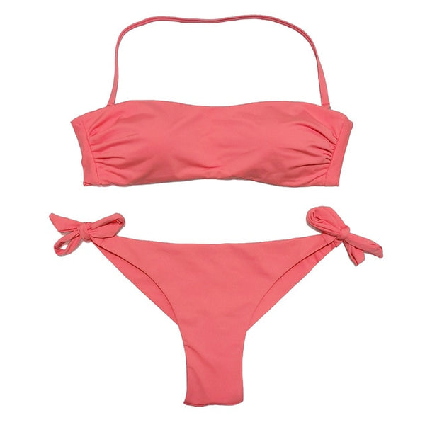 EONAR Bikini 2020 Solid Women Swimsuit Brazilian Cut Bottom Bikini Set Push Up Swimwear Femme Bathing Suits Sport Beach Wear