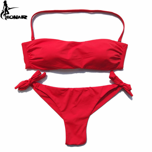 EONAR Bikini 2020 Solid Women Swimsuit Brazilian Cut Bottom Bikini Set Push Up Swimwear Femme Bathing Suits Sport Beach Wear