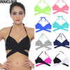 Women Chest Cross Bikini Top Swimwear Print Push Up Swimsuit Beach Sport Swimming Bra Sexy Halter Girls Solid Biquini T608