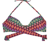 Women Chest Cross Bikini Top Swimwear Print Push Up Swimsuit Beach Sport Swimming Bra Sexy Halter Girls Solid Biquini T608