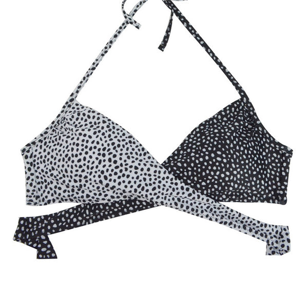 Women Chest Cross Bikini Top Swimwear Print Push Up Swimsuit Beach Sport Swimming Bra Sexy Halter Girls Solid Biquini T608