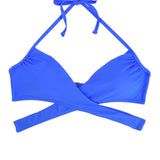 Women Chest Cross Bikini Top Swimwear Print Push Up Swimsuit Beach Sport Swimming Bra Sexy Halter Girls Solid Biquini T608