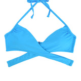 Women Chest Cross Bikini Top Swimwear Print Push Up Swimsuit Beach Sport Swimming Bra Sexy Halter Girls Solid Biquini T608