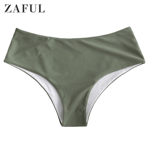 ZAFUL Plain Mid Waist Bikini Bottom Swimwear 2020 Women Briefs Side Ties Brazilian Bikini Bottom Swimsuit Classic Cut Bottoms