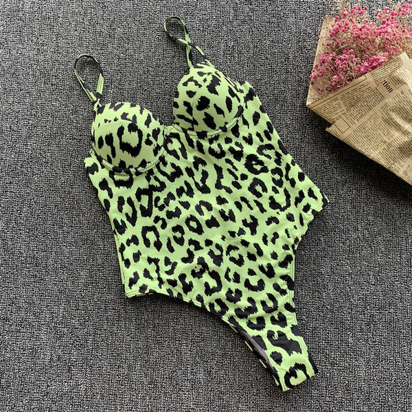 In-X Push up one piece swimsuit Bodysuit women Sexy snake print bikini 2020 High cut swimwear women monokini Padded bathing suit