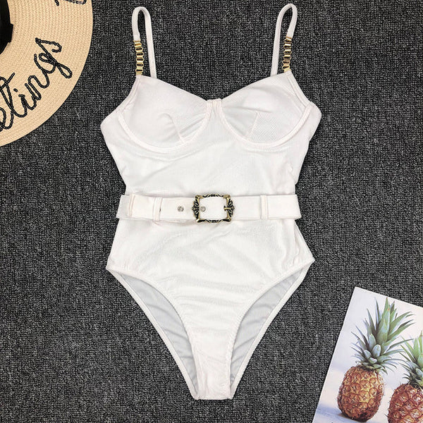 In-X Push up one piece swimsuit Bodysuit women Sexy snake print bikini 2020 High cut swimwear women monokini Padded bathing suit