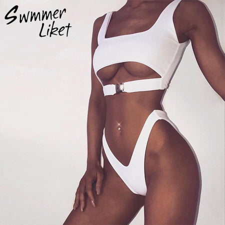 2019 Sexy Solid Thong Bikini Brazilian Cut Swimwear Women Bottom Adjustable Briefs Swimsuit Panties Underwear Thong Bathing Suit