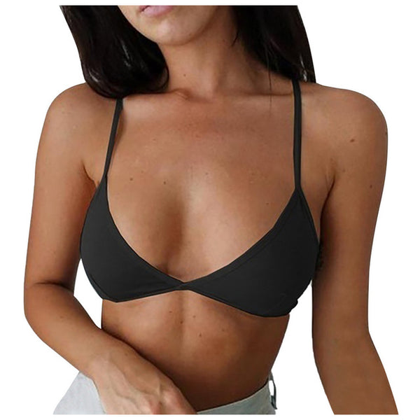 Sexy Bikini Top Women Bathing Suit Push Up Solid Color Swimwear Beachwear Swimming Top Swimsuit Bra Maillot De Bain Black White