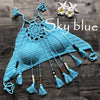 Sexy Women Push Up Tassel Bikini Top Boho Beach Swimwear Crochet Fringe Bikini Bra Halter Camisoles Tank Swimsuit Hot Sale