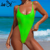 In-X Thong one piece swimsuit Sexy neon bikini 2020 High cut swimwear women Monokini Backless bodysuit One-piece suit Beach wear