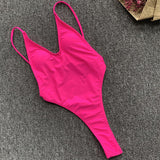 In-X Thong one piece swimsuit Sexy neon bikini 2020 High cut swimwear women Monokini Backless bodysuit One-piece suit Beach wear
