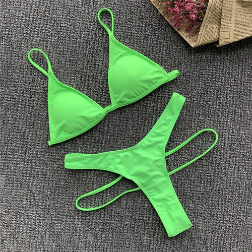 In-X Thong one piece swimsuit Sexy neon bikini 2020 High cut swimwear women Monokini Backless bodysuit One-piece suit Beach wear