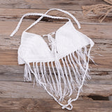 Womens Knit Camisole Bohemian Floral Tassel Halter Top Holiday Crochet Bikini Top Bralette Bra Tank Vest Summer Sexy Beachwear