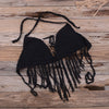 Womens Knit Camisole Bohemian Floral Tassel Halter Top Holiday Crochet Bikini Top Bralette Bra Tank Vest Summer Sexy Beachwear