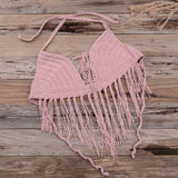 Womens Knit Camisole Bohemian Floral Tassel Halter Top Holiday Crochet Bikini Top Bralette Bra Tank Vest Summer Sexy Beachwear