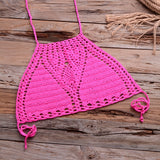 Bikini Top Handmade Crochet Women Boho Beach Bralette Solid Halter Knitted Swimsuit Brazilian Bikinis Bathing Suit Top