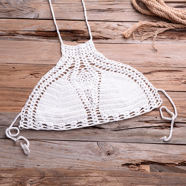 Bikini Top Handmade Crochet Women Boho Beach Bralette Solid Halter Knitted Swimsuit Brazilian Bikinis Bathing Suit Top