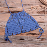 Bikini Top Handmade Crochet Women Boho Beach Bralette Solid Halter Knitted Swimsuit Brazilian Bikinis Bathing Suit Top