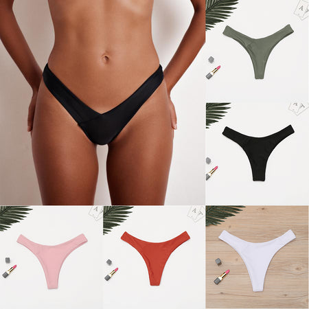 2019 Sexy Solid Thong Bikini Brazilian Cut Swimwear Women Bottom Adjustable Briefs Swimsuit Panties Underwear Thong Bathing Suit