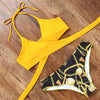 Leopard Swimsuit Snake Print Bikini 2020 Sexy Cross Bandage Bathing Suit Women Push Up Separate Bikini Set Halter Top Swimwear