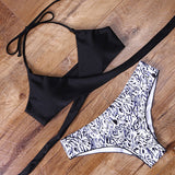Leopard Swimsuit Snake Print Bikini 2020 Sexy Cross Bandage Bathing Suit Women Push Up Separate Bikini Set Halter Top Swimwear