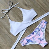 Leopard Swimsuit Snake Print Bikini 2020 Sexy Cross Bandage Bathing Suit Women Push Up Separate Bikini Set Halter Top Swimwear