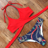 Leopard Swimsuit Snake Print Bikini 2020 Sexy Cross Bandage Bathing Suit Women Push Up Separate Bikini Set Halter Top Swimwear