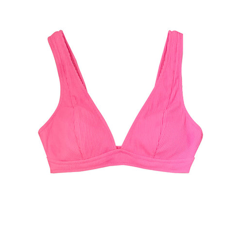 CUPSHE Stylish V Neck Wide Shoulder Straps Bikini Top Women Sexy Single Padded Bra Sports Tank Top 2020 Swimwear Bathing Bra Top