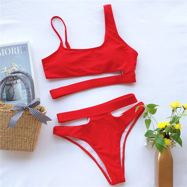 Hollow out bikinis 2020 Mujer Push up swimsuit female High cut swimwear women bodysuits one-piece White bathing suit monokini
