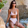 Sexy Red Push Up Bikini 2020 High Waist Swimsuit Women Tied Bottom Swimwear Summer BeachWear Striped Leopard Bikini Bath Suit