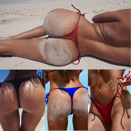2019 Sexy Solid Thong Bikini Brazilian Cut Swimwear Women Bottom Adjustable Briefs Swimsuit Panties Underwear Thong Bathing Suit