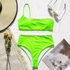 In-X High waist bikinis 2020 mujer Neon swimsuit female one shoulder swimwear women Bandeau top Sexy green bathing suit bathers