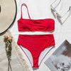 In-X High waist bikinis 2020 mujer Neon swimsuit female one shoulder swimwear women Bandeau top Sexy green bathing suit bathers