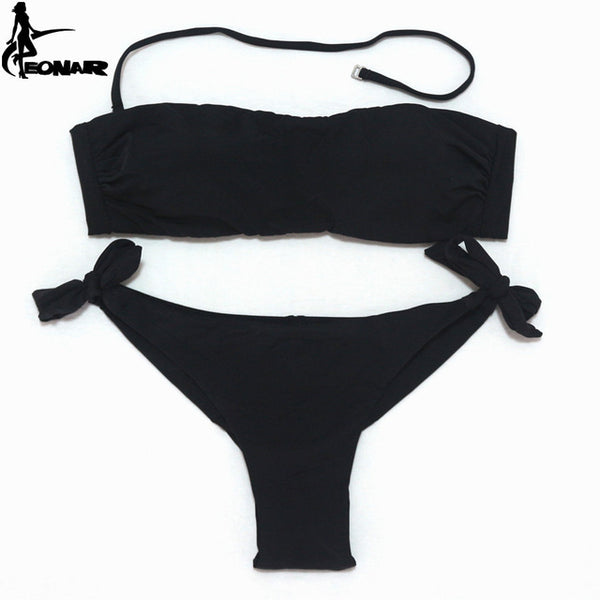 EONAR Bikini 2020 Solid Women Swimsuit  Brazilian Cut Bottom Bikini Set Push Up Swimwear Femme Bathing Suits Sport Beach Wear