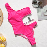 Peachtan one-piece Leopard swimsuit female 2020 monokini Hollow out swimwear women Sexy brazilian bikini one shoulder bodysuit