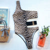 Peachtan one-piece Leopard swimsuit female 2020 monokini Hollow out swimwear women Sexy brazilian bikini one shoulder bodysuit