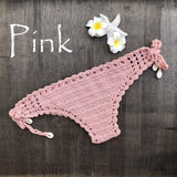 Women Sport Sexy Bikini Thong Handmade Crochet Swimwear Bikini Bottom Hollow-out Low Waist Bathing Suit