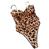 Meihuida Sexy Swimwear 2020 High Leg Cut Swimming Suit For Women Leopard Print Solid Swimsuit Padded Push-up Bikini Set