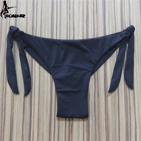 2019 Sexy Solid Thong Bikini Brazilian Cut Swimwear Women Bottom Adjustable Briefs Swimsuit Panties Underwear Thong Bathing Suit