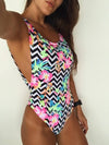 Sexy Printing Floral One Piece Swimsuit Women Monokini Backless V-neck Push Up Padded Bikini Swimsuit Swimwear Bathing Suit