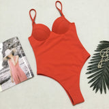 Push up thong bikini 2019 High cut one piece swimsuit female monokini String sexy bathing suit Ribbed backless bodysuit swimwear